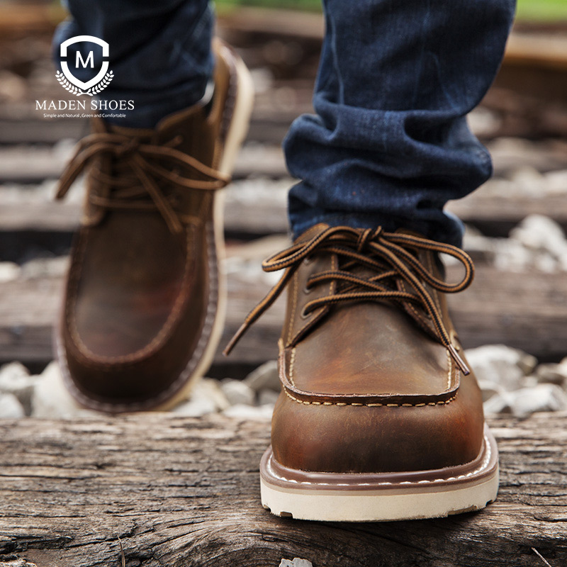 Men Formal Wear With Boots - Maden Vintage Herenschoenen Bruin Ronde Teen