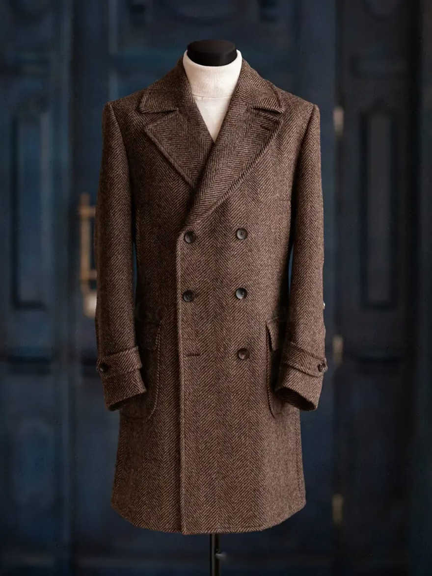 Moderne Heren Herringbone Over - Men Formal Wear Modern recensie en prijs